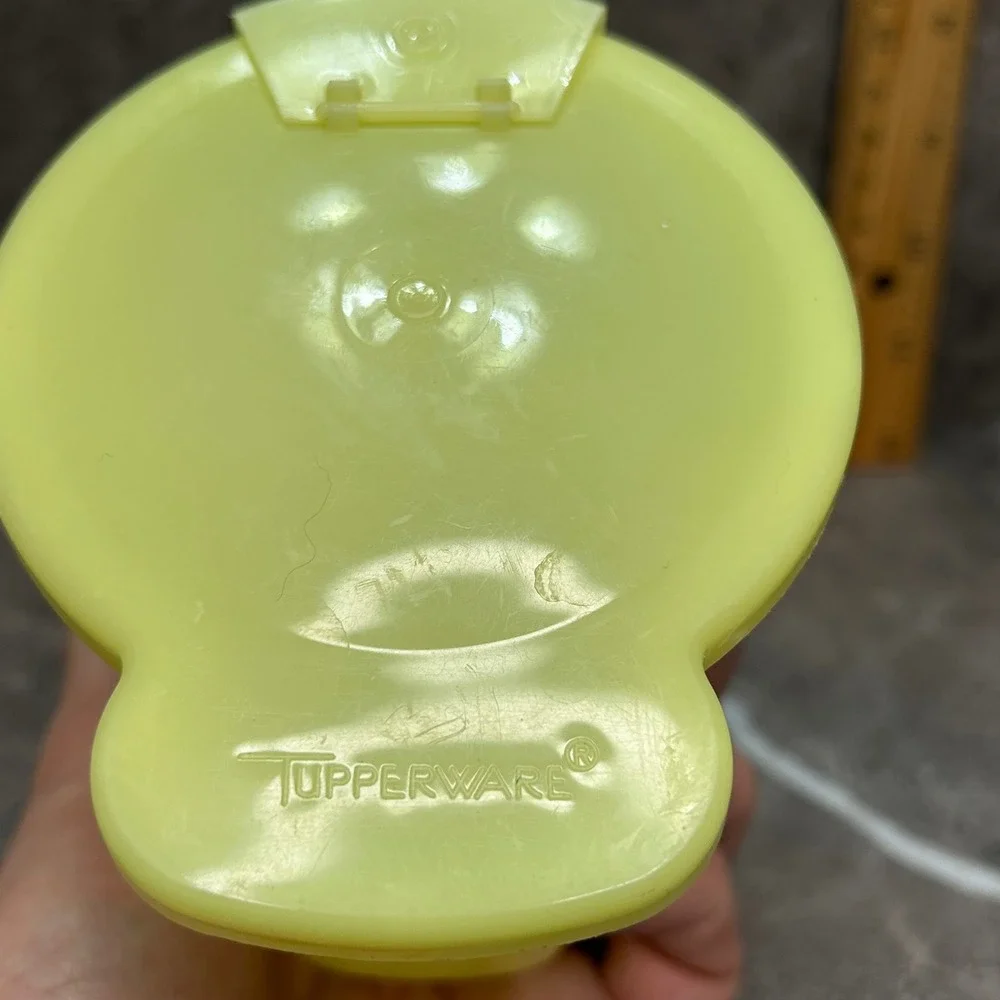 Vintage Tupperware Lime Green/Yellow Creamer Pitcher Flip Top Lid Made in USA